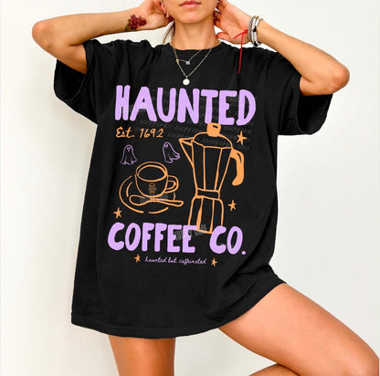 Haunted Coffee Co. Orange Purple Comfort Colors® T-shirt (light)