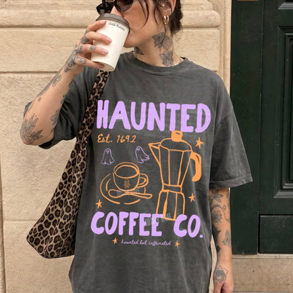Haunted Coffee Co. Orange Purple Comfort Colors® T-shirt (light)
