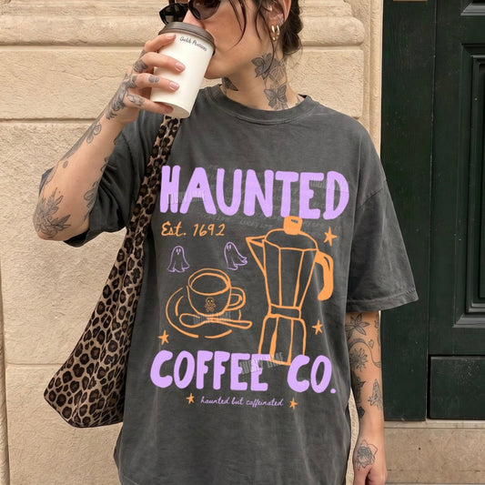 Haunted Coffee Co. Orange Purple Comfort Colors® T-shirt (light)