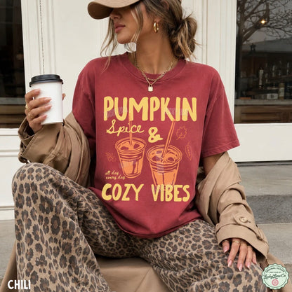 Pumpkin Spice & Cozy Vibes Comfort Colors® T-shirt