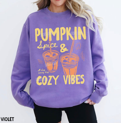 Pumpkin Spice & Cozy Vibes Comfort Colors® Sweatshirt