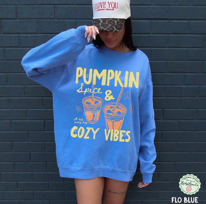 Pumpkin Spice & Cozy Vibes Comfort Colors® Sweatshirt