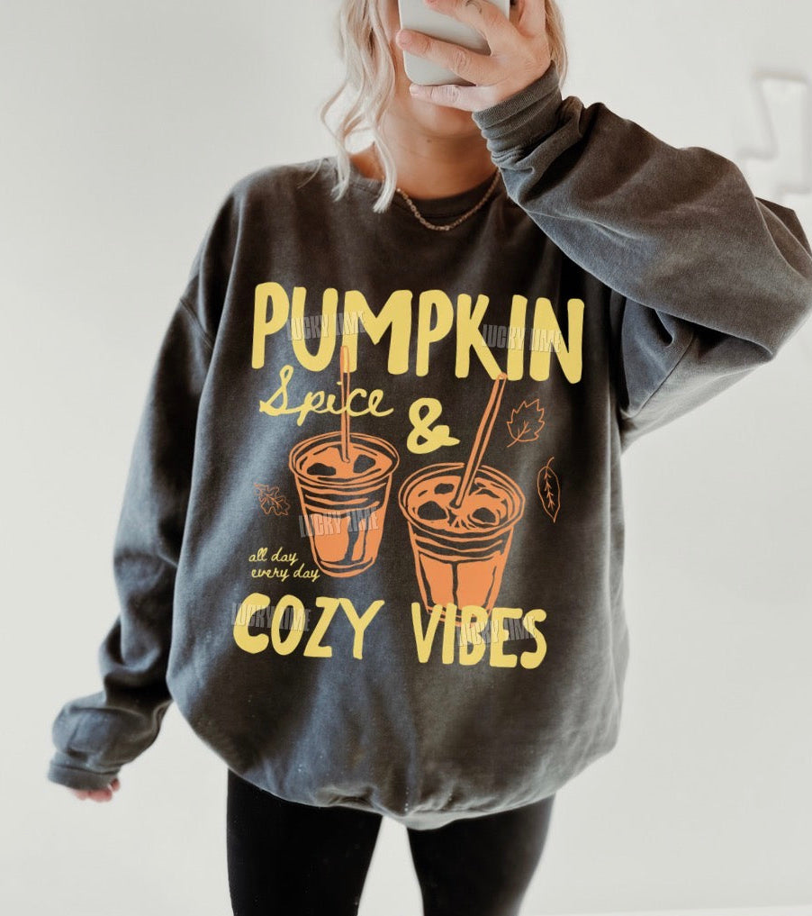 Pumpkin Spice & Cozy Vibes Comfort Colors® Sweatshirt