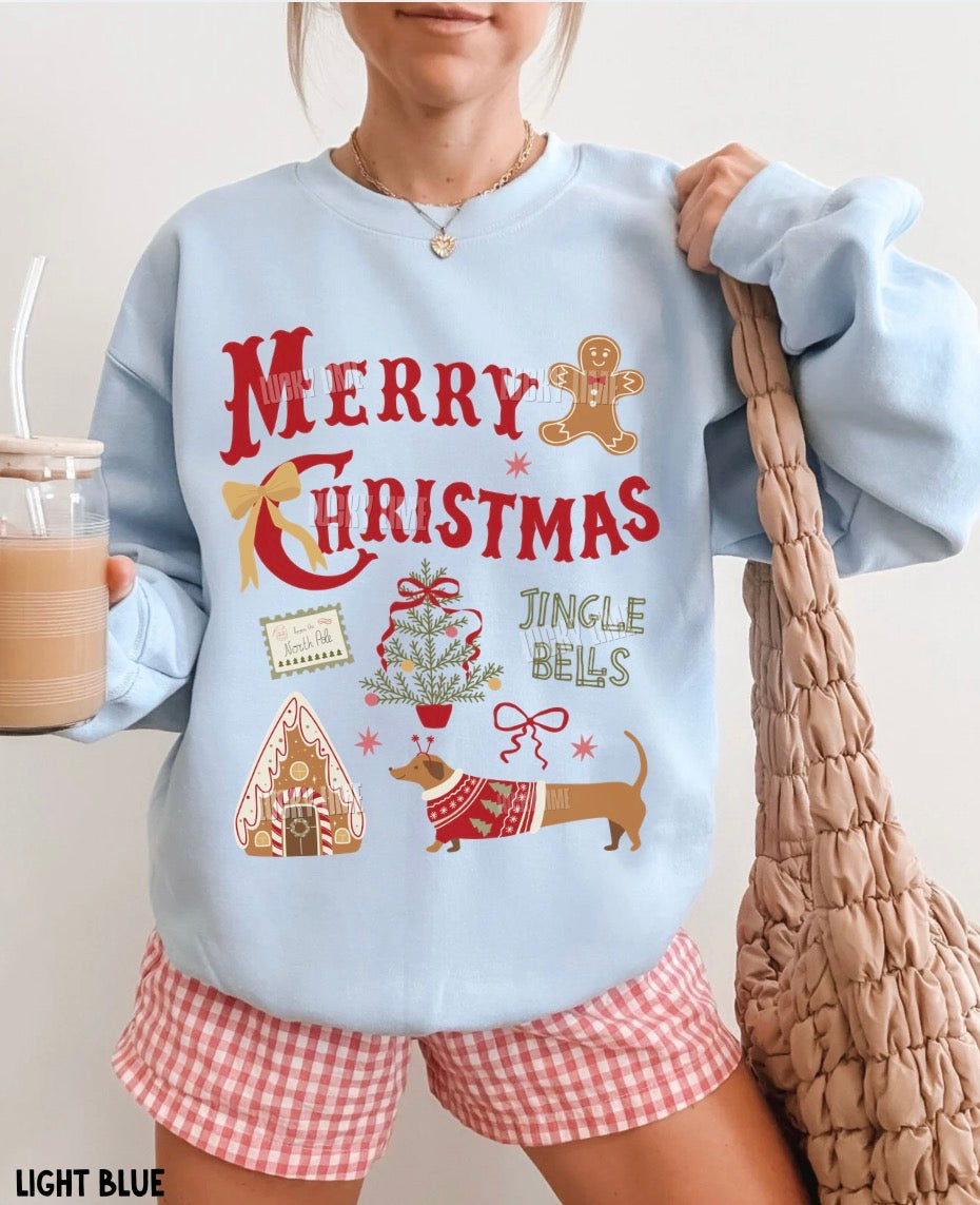 Merry Christmas Jingle Bells Collage Crewneck Sweatshirt