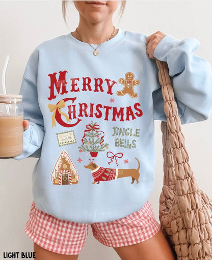 Merry Christmas Jingle Bells Collage Crewneck Sweatshirt