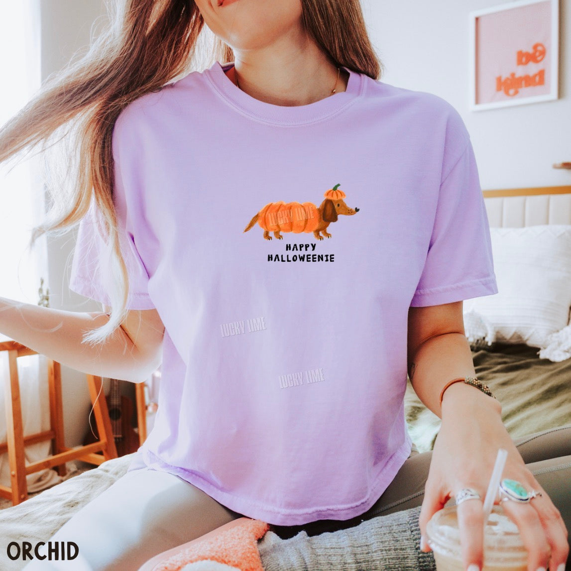 Happy Halloweenie Cropped Women's Boxy Tee