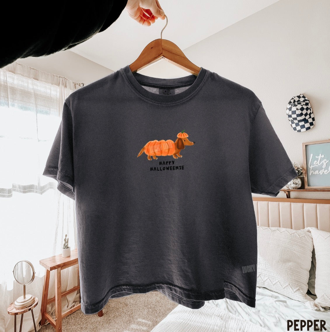 Happy Halloweenie Cropped Women's Boxy Tee