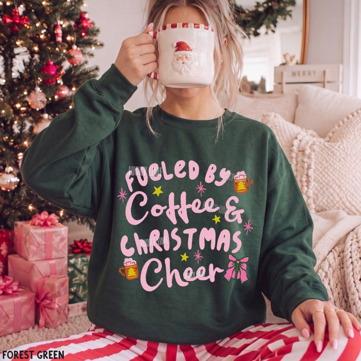 Fueled by Coffee and Christmas Cheer Crewneck Sweatshirt
