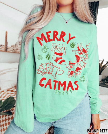 Merry Catmas Comfort Colors® Long Sleeve T-Shirt