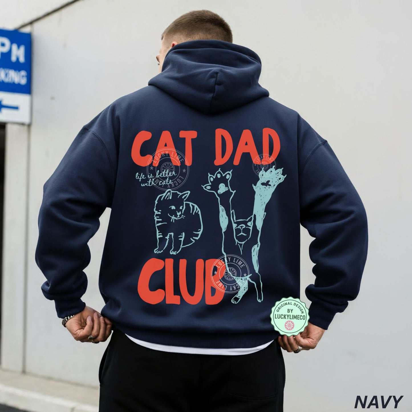 Cat Dad Club Back Design Hoodie