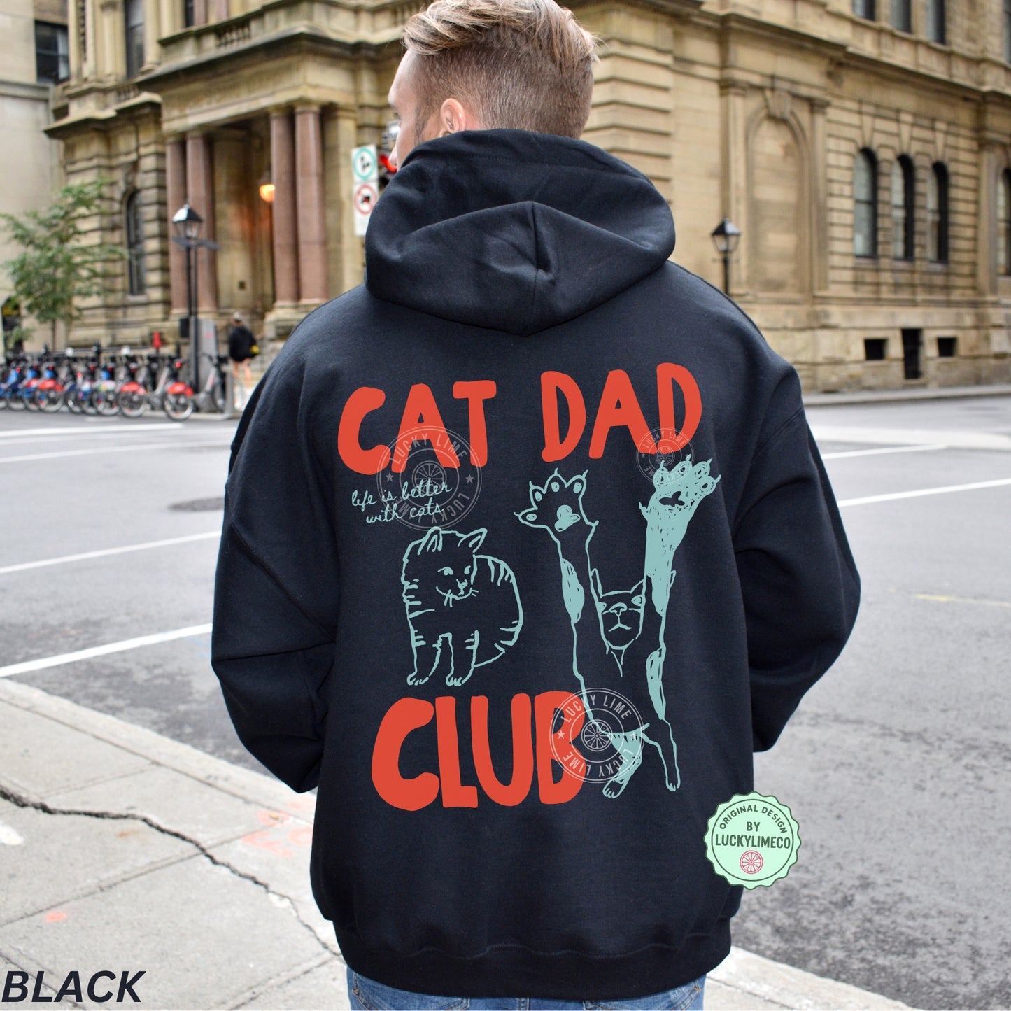Cat Dad Club Back Design Hoodie