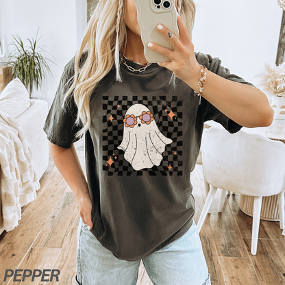 Retro Checkered Ghost Comfort Colors® T-Shirt