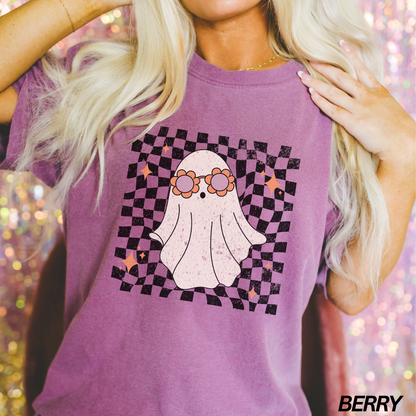 Retro Checkered Ghost Comfort Colors® T-Shirt