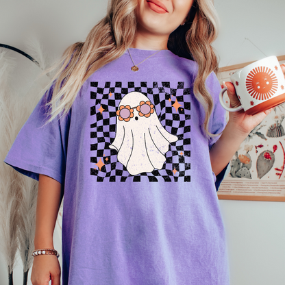 Retro Checkered Ghost Comfort Colors® T-Shirt