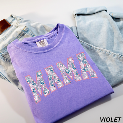 Purple Floral Mama T-shirt