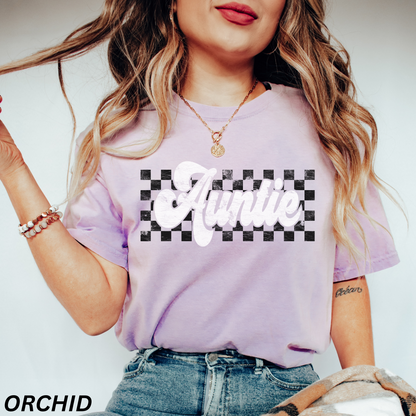 Retro Checkered Auntie T-Shirt