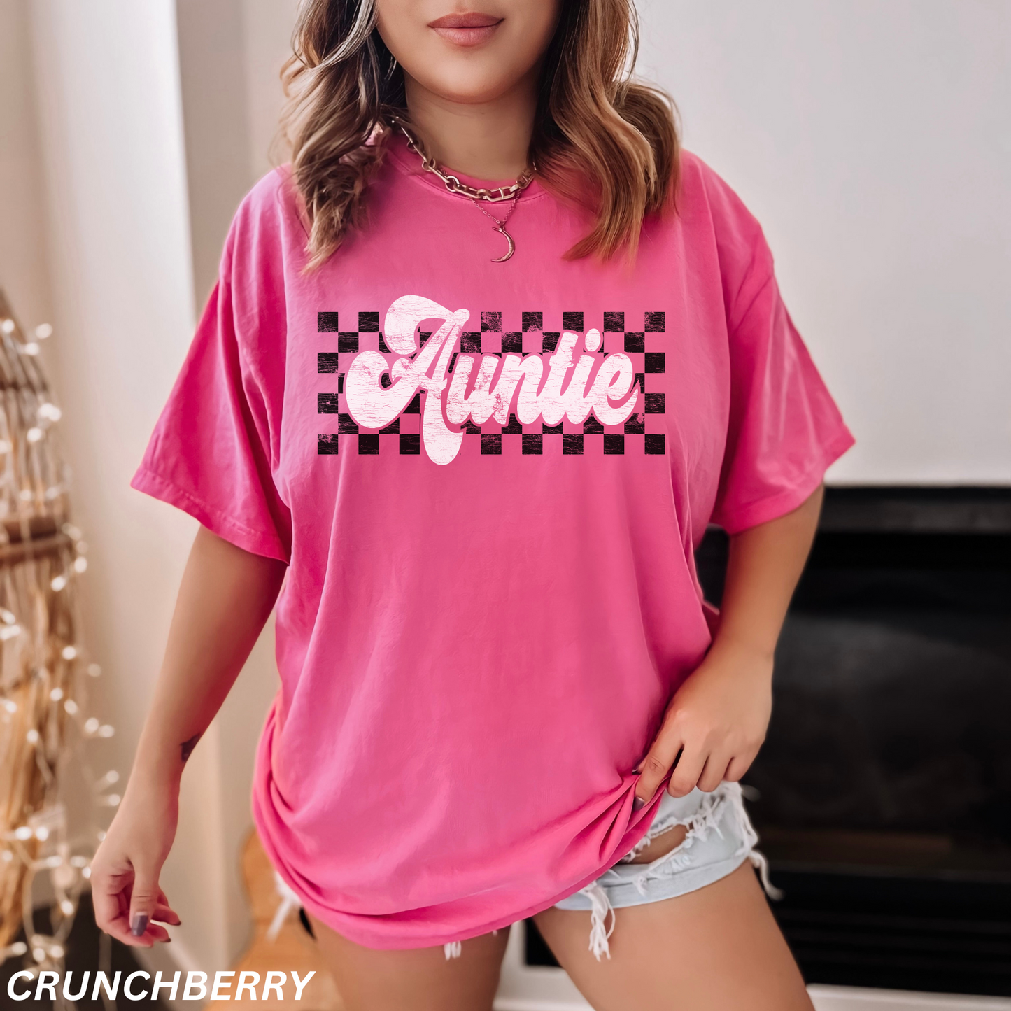 Retro Checkered Auntie T-Shirt